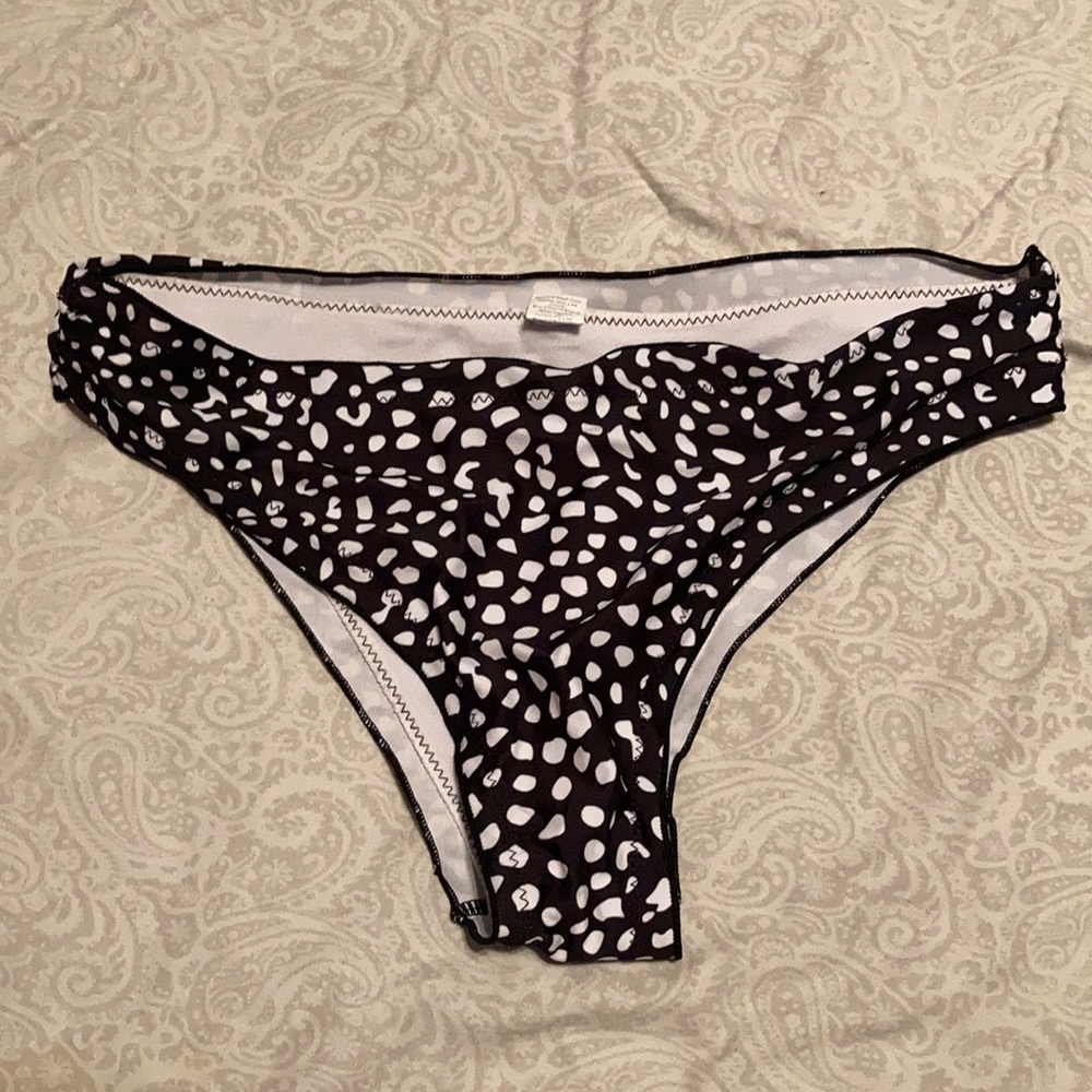Black with white print swim bottoms - size Small